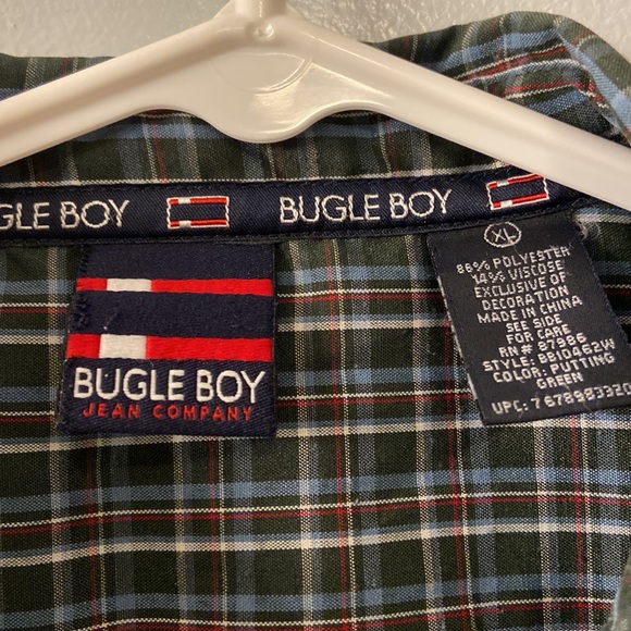 BUGLE BOY PLAID BUTTON UP SHIRT GREEN SIZE XL VINTAGE - Picture 8 of 9